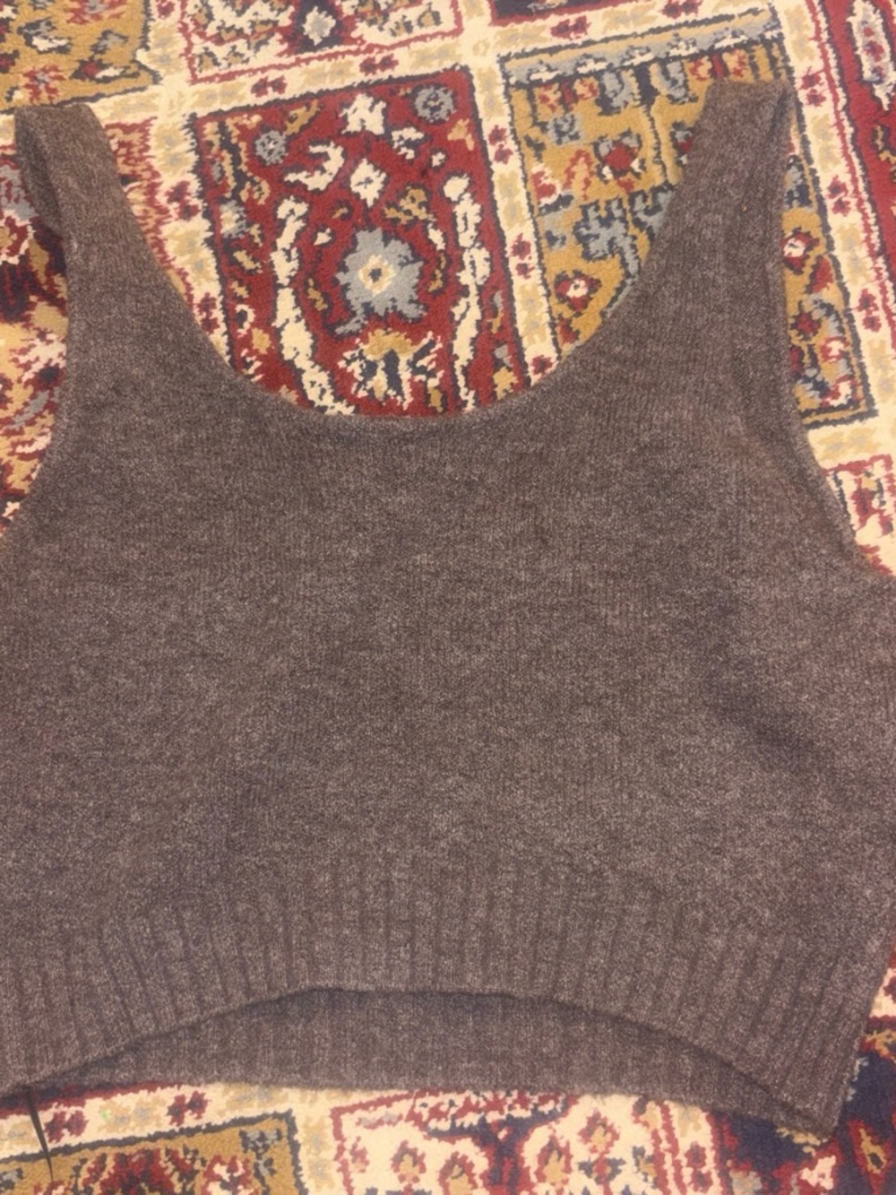 Divided Brown Knit Cropped Tank Top